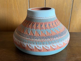 Navajo Native American Pottery Vase Signed Jimmy Woods