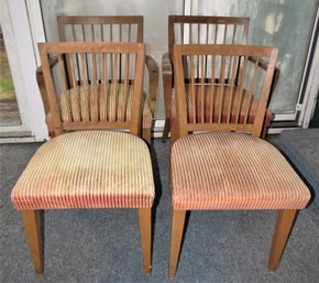 Fabric Cushioned Wood Chairs - Set Of 4
