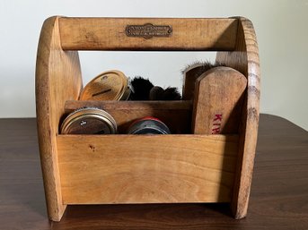 Vintage Lyco Groomer Shoe Shine Box With Brushes & Shoe Polishes - 9 Pieces