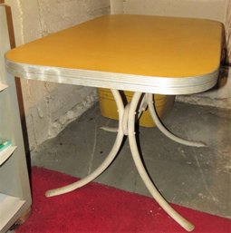Retro Metal Yellow Rectangular Table - Vintage