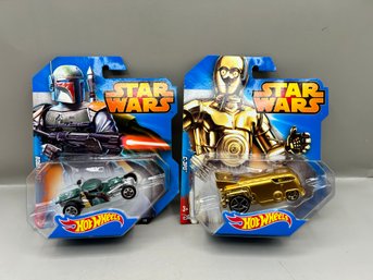 Star Wars Hot Wheels Boba Fett And C-3PO, 2014 New In Box 2 Piece Lot