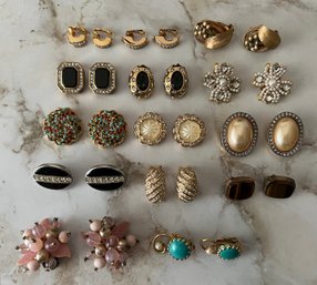 Costume Clip On Earrings, 14 Pairs