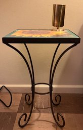 Sunflower Side Table With Brass Eyeglasses Holder Attached