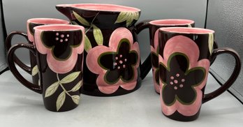 Laurie Gates Pitcher & Tall Mugs - 5 Pieces