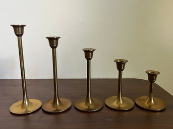 Interpur Taiwan Graduated Brass Candlestick Holders  - 6 Pieces