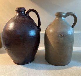 Stoneware Handled Jugs- Pair