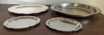 Assorted Stainless Steel Serving Platters - 4 Pieces