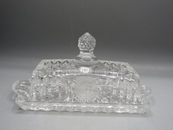 Cut Glass Butter Dish With Lid - Vintage