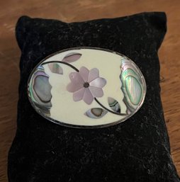 Sterling Silver Mother Of Pearl &  Abalone Pendant/Brooch - 0.20OZT