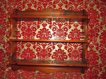 Ethan Allen 2 Shelf Plate/display Wood Wall Shelf With Plate Grooves