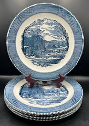 Royal China Currier & Ives Dinner Plates - 5 Pieces