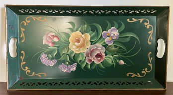 Nashcho NY Tole Hand Painted Floral Tray