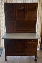 Hoosier Two Piece Kitchen Bakers Cabinet