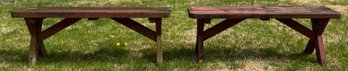 Solid Wood Outdoor Benches - 2 Pieces