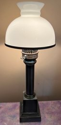 MCM Metal Base Milk Glass Mushroom Shade Table Lamp