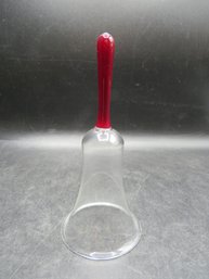 Glass Bell-shaped Decor, Red Handle, Vintage