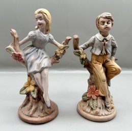Occupied Japan Bisque Figurines, Lot Of 2