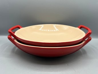 Le Creuset Stoneware 28oz Cerise Red Wok Dishes - 2 Pieces
