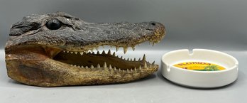 Alligator Head & Florida Ashtray - 2 Pieces