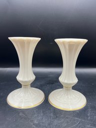 Lenox Ivory Fluted Candlestick Holders - 2 Pieces