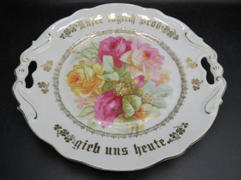 German Wording Floral Handled Plate, Made In Germany #8
