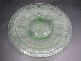Green Tinted Depression Glass Plate - Vintage