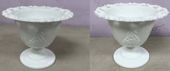 Indiana Glass White Milk Glass Compote Dishes -2 Pieces