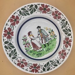 Wilhelmsburg Folk Scene Hand-painted Glazed Ceramic Wall Plate