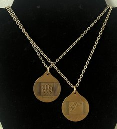 Olympics Montreal 1976 Bronze Medal Pendant Necklaces, 2 Pieces