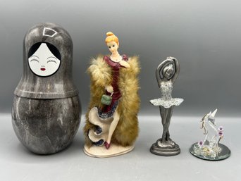 Stoli Elit Vodka Liquor Matryoshka Doll, Resin Art Deco Figurine, Metal Ballerina Figurine, Glass Unicorn Figu