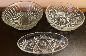Anchor Hocking Glass Bowls - 3 Piece Lot