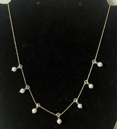 Vintage Clear Gemstone & Pearl Necklace