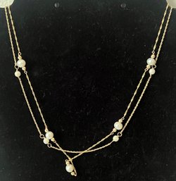 14KT Gold Pearl Beaded Necklaces, 2 Pieces - 3.8 Grams  Total