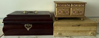 Jewelry Boxes With Assorted Costume Jewelry - 3 Boxes