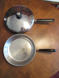 Odyssey Stainless Frying Pan With Lid  & Revere Ware Frying Pan - Lot Of 2