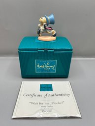 Classic Walt Disney Collection Jiminy Cricket Wait For Me Pinoke Ceramic Figurine With Box And Certificate