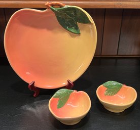 Block Molde Peaches By Barbara Eigen Peaches Plate & Bowls - 3 Pieces