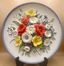 Bossons WILD FLOWERS 3D Chalkware Collector Plate