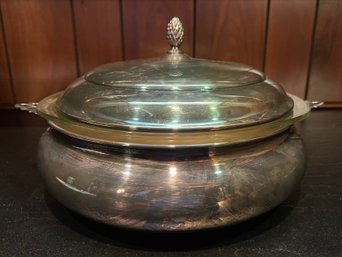 Sheffield Silver Co Silver Plated Covered Serving Dish With Glass Pyrex Dish