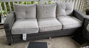 Cushioned All Weather Grey Wicker Outdoor Sofa