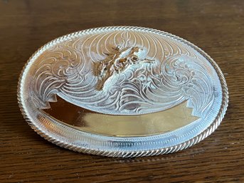 Sterling Silver Western Cowboy Belt Buckle - 4.52 OZT