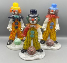 Murano Glass Clown Figurines - 2 Pieces