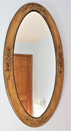 Floral Wood Framed Oval Wall Mirror