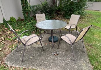 5 Piece Outdoor Patio Set With Glass Top Table