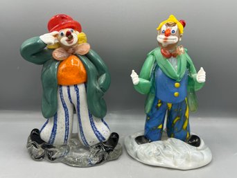 Murano Glass Clown Figurines - 2 Pieces