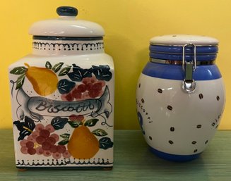 Hand Painted Biscotti Jars - 2 Pieces