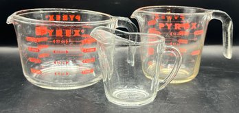 Pyrex & Anchor Hocking Glass Measuring Cups - 3 Pieces