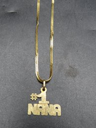 #1 Nana 14k Gold Charm & 14K Gold Herringbone Chain - 3.4 Grams