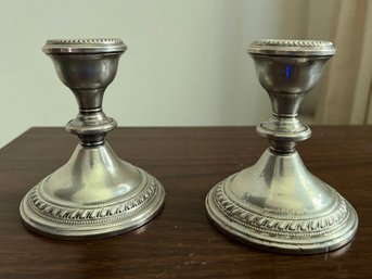 Crest Silver Company Sterling Weighted Candle Holders, 2 Pieces - 15.55 OZT Total