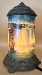 1905 Niagara Falls Motion Lamp Scene-In-Action Corp. Chicago W/ Cast Iron Base & Top